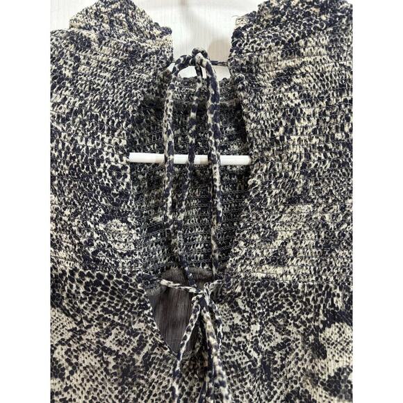 Free People Women S/P Roma Chiffon Snake Ruffle Long Sleeve Blouse Animal Print - Picture 6 of 8
